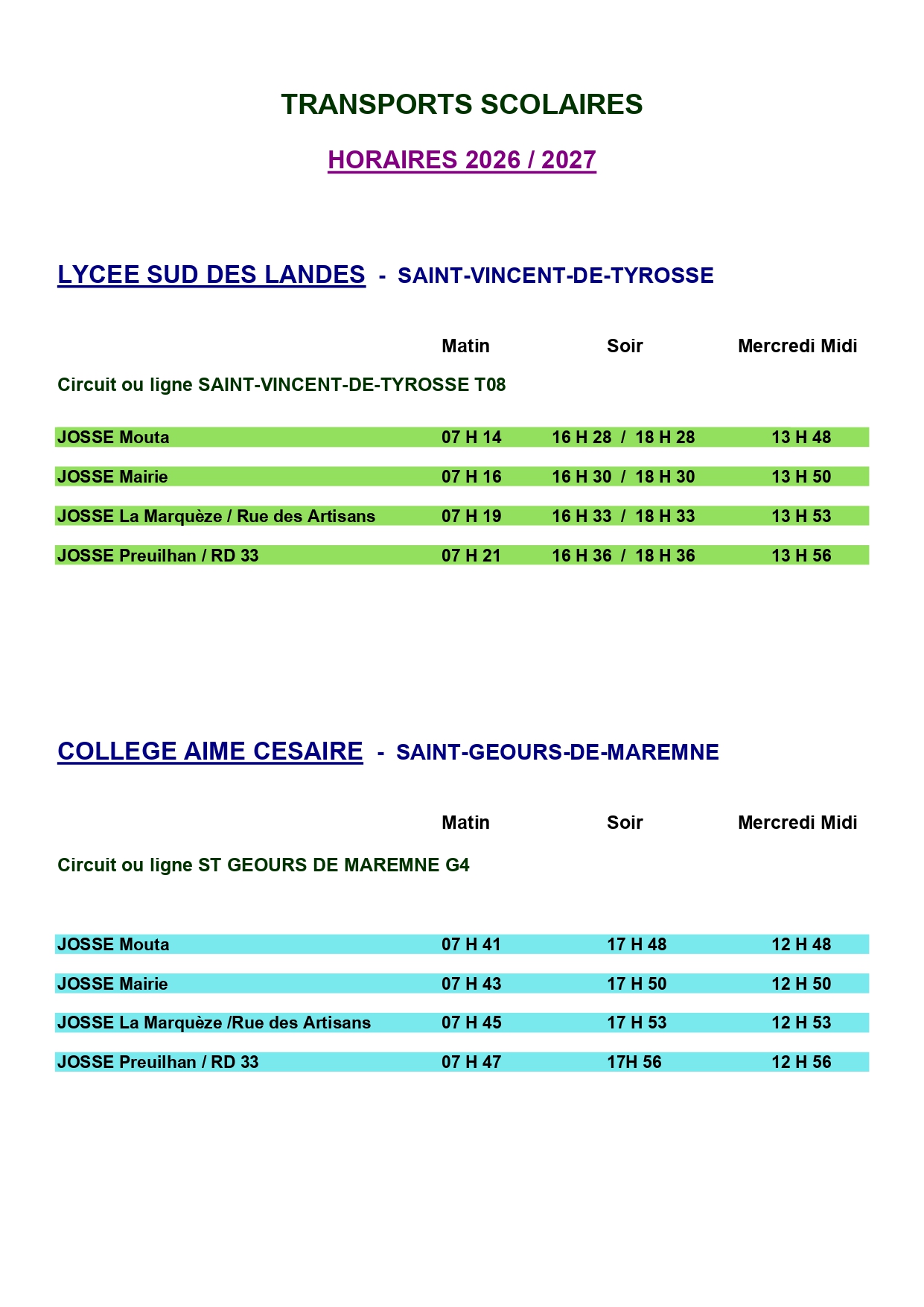 Le transport scolaire